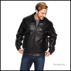 Men's Leather Jacket with Zip-Out Liner and Quilted Lining